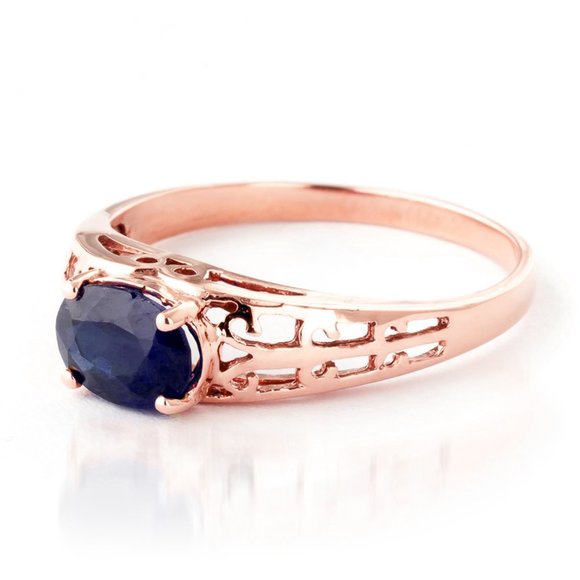 14K SOLID GOLD FILIGREE RING WITH NATURAL SAPPHIRE - Picture 1 of 9